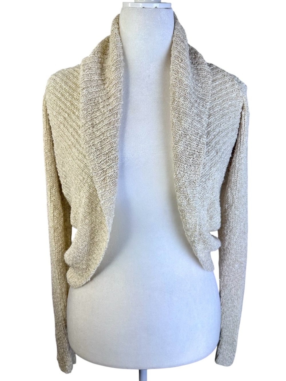 WHBM Cropped Open-Front Shawl Cardigan Size M